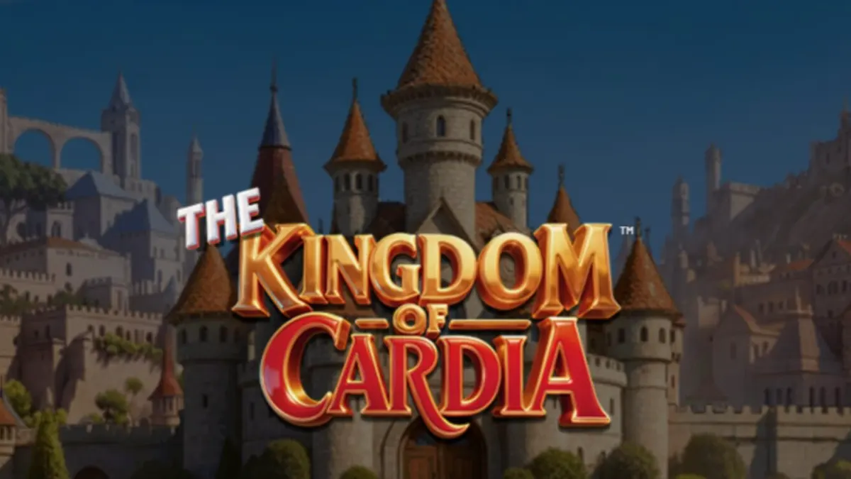 The Kingdom of Cardia slot machine interface featuring whimsical garden and card themes